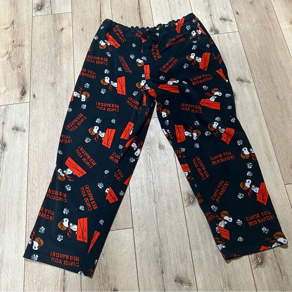 Peanuts Pants Peanuts Snoopy Red Baron Fleece Pajama Bottoms Black